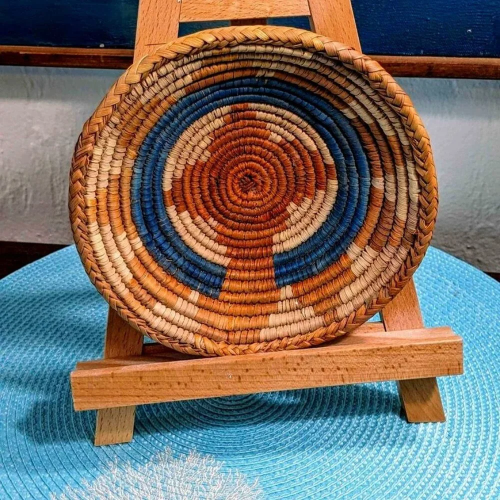 *~* Vintage Basket Bowl - Native American Tropical Decor Western Display woven - Picture 1 of 3